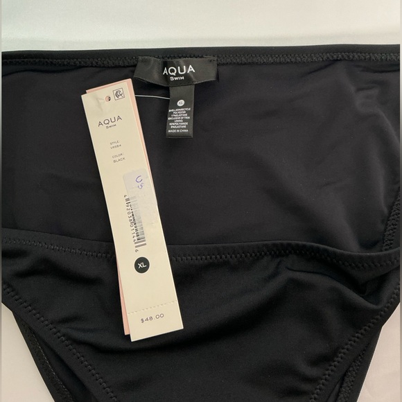 Aqua Swim Black Bikini Bottom Rhinestone Trimmed Lg New - Picture 4 of 8
